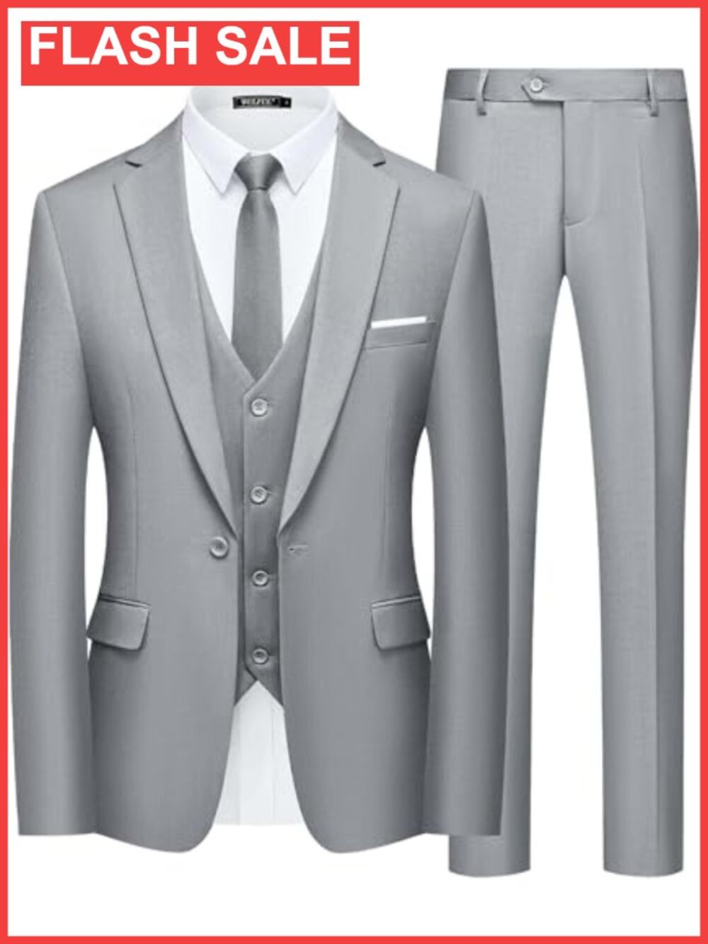 Men's Slim Fit 3-Piece Suit One Button Blazer Vest Pants Cotton Blend
